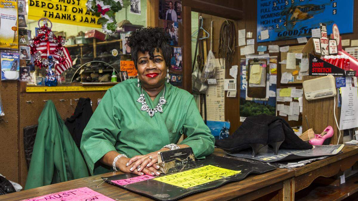 Lena Bivins owns James Shoe Shop on Pio Nono Avenue in Macon.