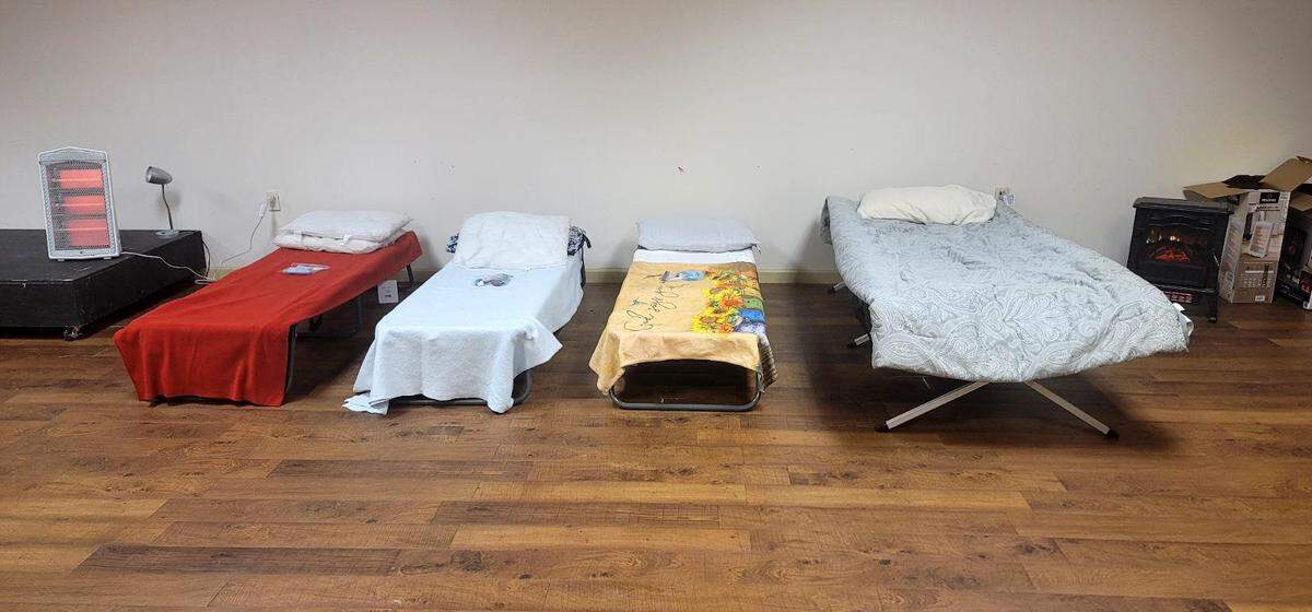 Cots set up for the homeless at a warming shelter at No Limit Baptist Church at 1352 Radio Loop in Warner Robins.