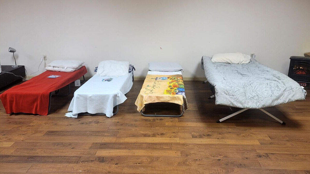 Cots set up for the homeless at a warming shelter at No Limit Baptist Church at 1352 Radio Loop in Warner Robins.