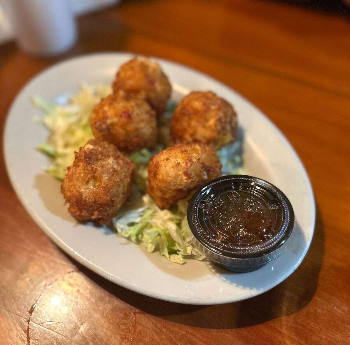 The Pimento Cheese Balls at Grey Goose in Macon, GA are fried, cheesy balls of delight.