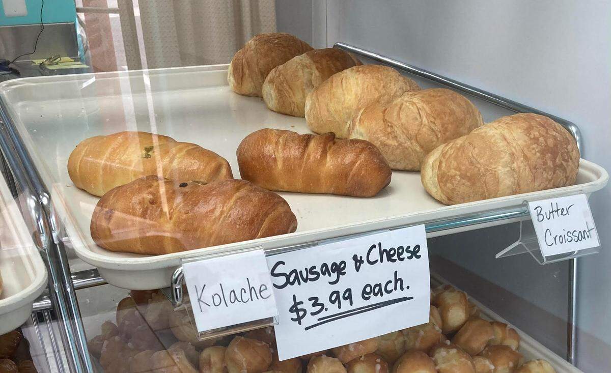 Sausage and cheese Kolaches and butter croissants at Ray’s Donuts in Warner Robins.