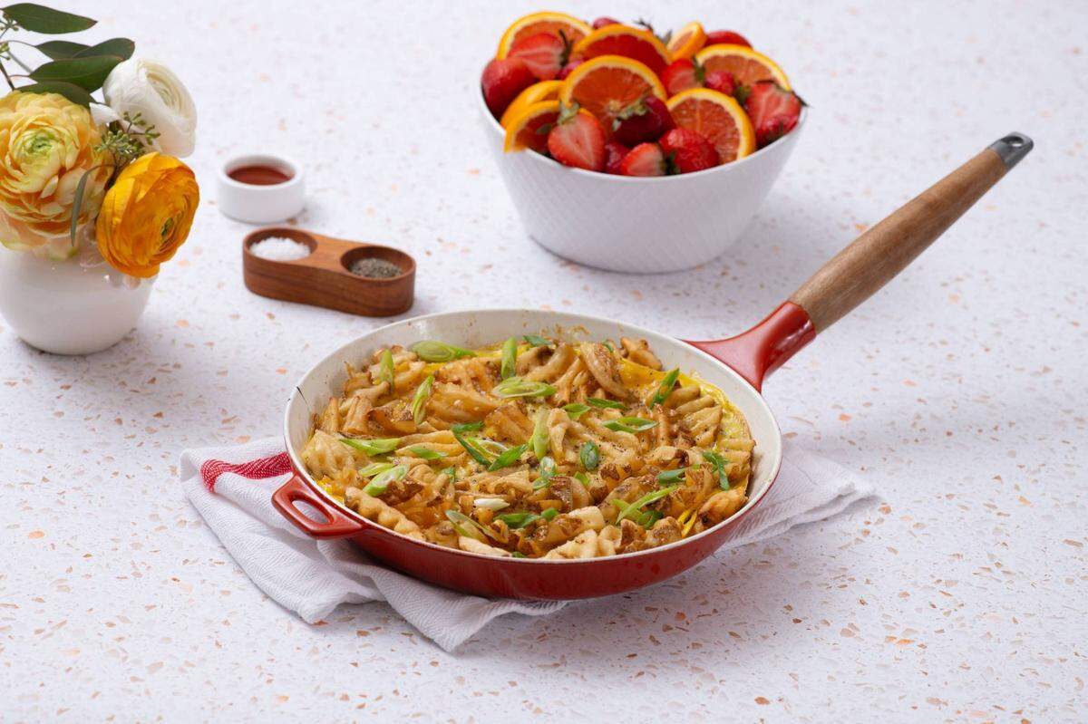 The Waffle Potato Fry Fritatta made with leftover Chick-fil-A waffle fries, nugget fried rice and Chick-fil-A chicken salad are among the recipes featured in the new Extra Helpings cookbook.