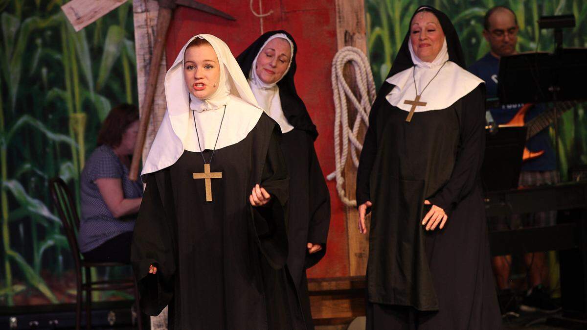 AMY MADDOX/FOR THE TELEGRAPHSophie Leicht plays Sister Mary Leo, who is just setting out as a nun, in Macon Little Theatre's production of "Nunsense Jamboree."