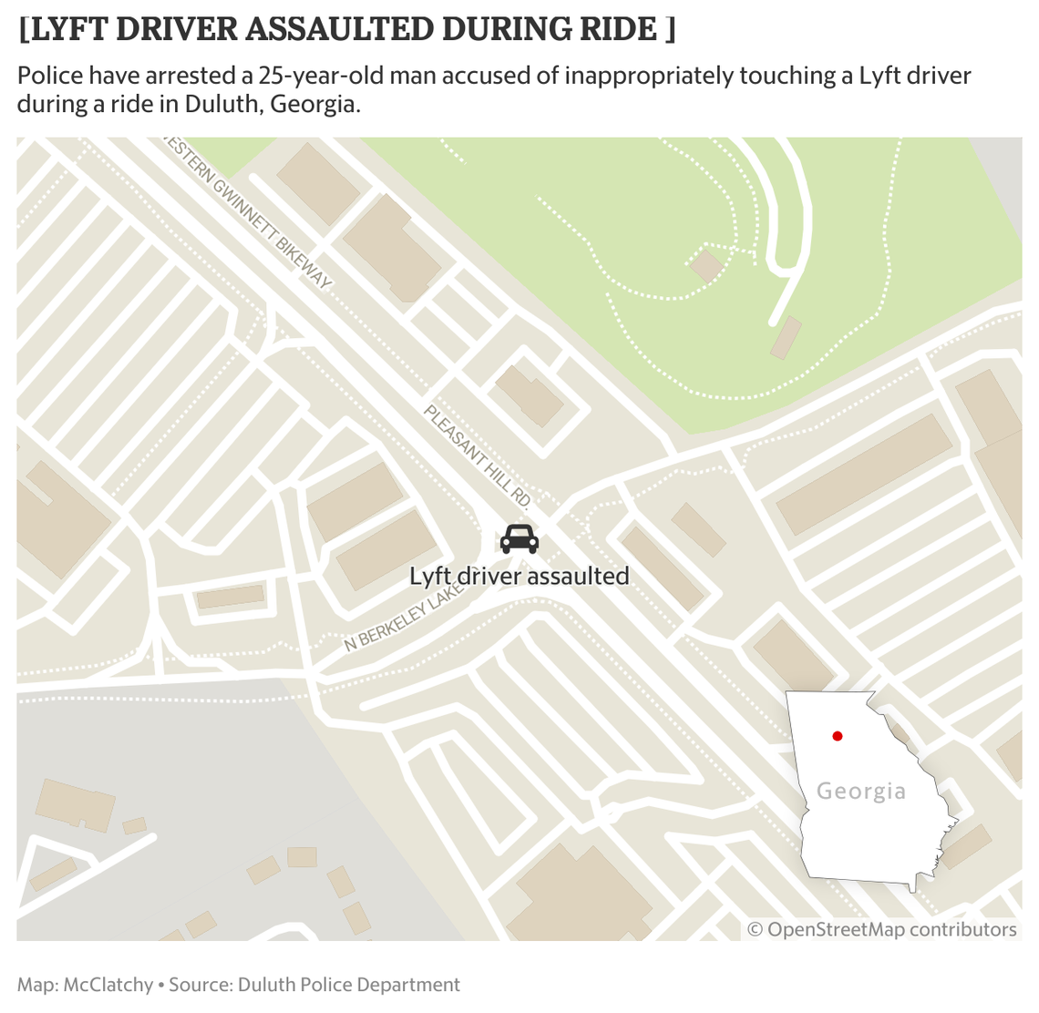 A 24-year-old man was arrested after he’s accused of groping Lyft driver, Georgia police say.