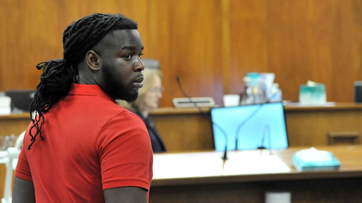 Dawan Jasentay Daniels Jr. in Bibb County Superior Court on the first day of his murder trial, March 22, 2022.