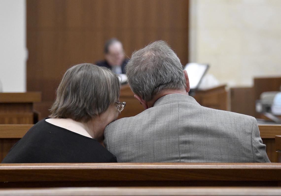 JASON VORHEES/THE TELEGRAPH Augusta, GA, 08/17/2018: Stephen McDaniel’s parents watch as attorney Floyd Bufford answers a question from McDaniel during McDaniel’s appeal hearing Friday in Augusta. McDaniel is currently serving a life sentence for the June 2011 murder Lauren Giddings.
