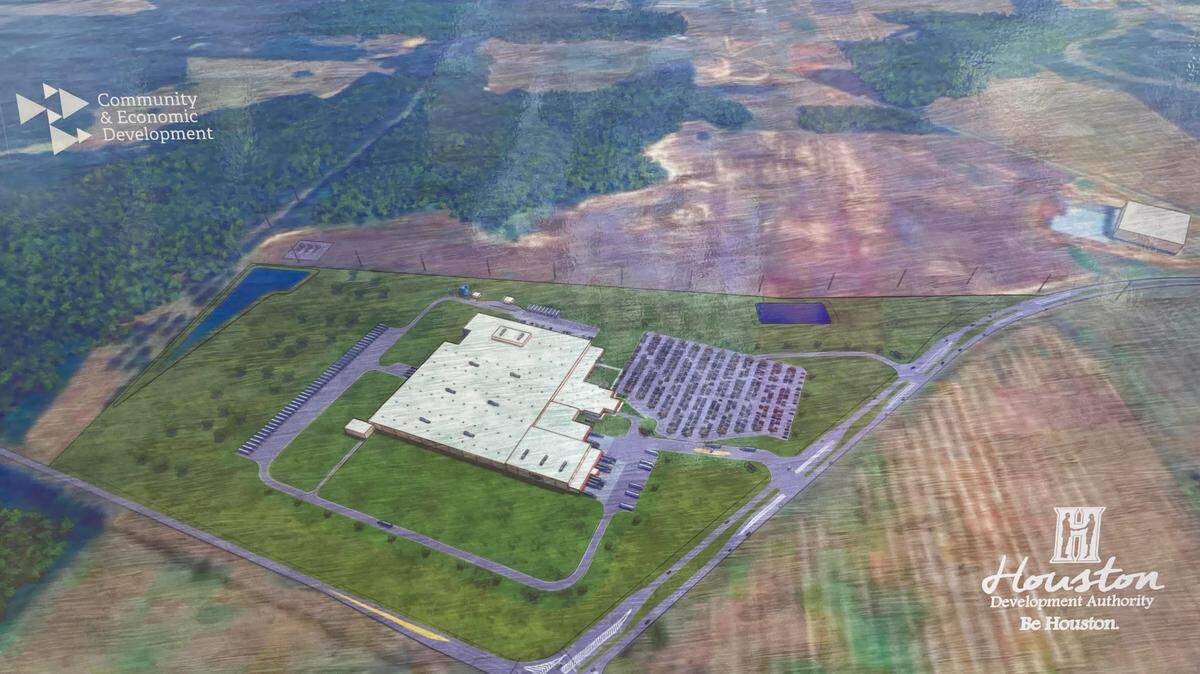 Jack Link’s, a global leader in meat snacks, is hiring for its new $450 million production facility in Perry. This is a file photo of a site plan that was on display at Gov. Brian Kemp’s announcement about Jack Link’s in April 2022.