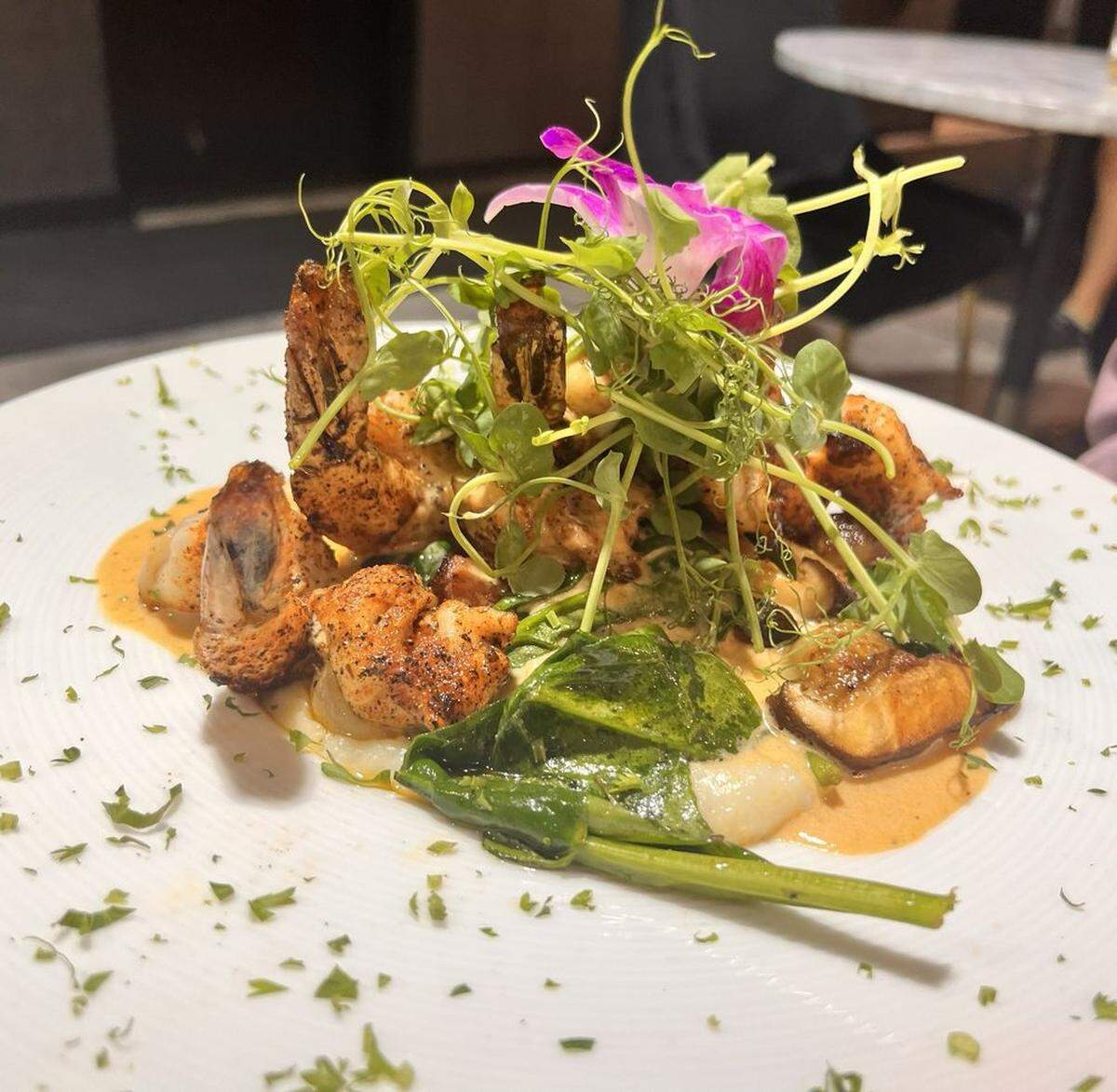 Shrimp and grits at Flavor Rich in Atlanta, GA