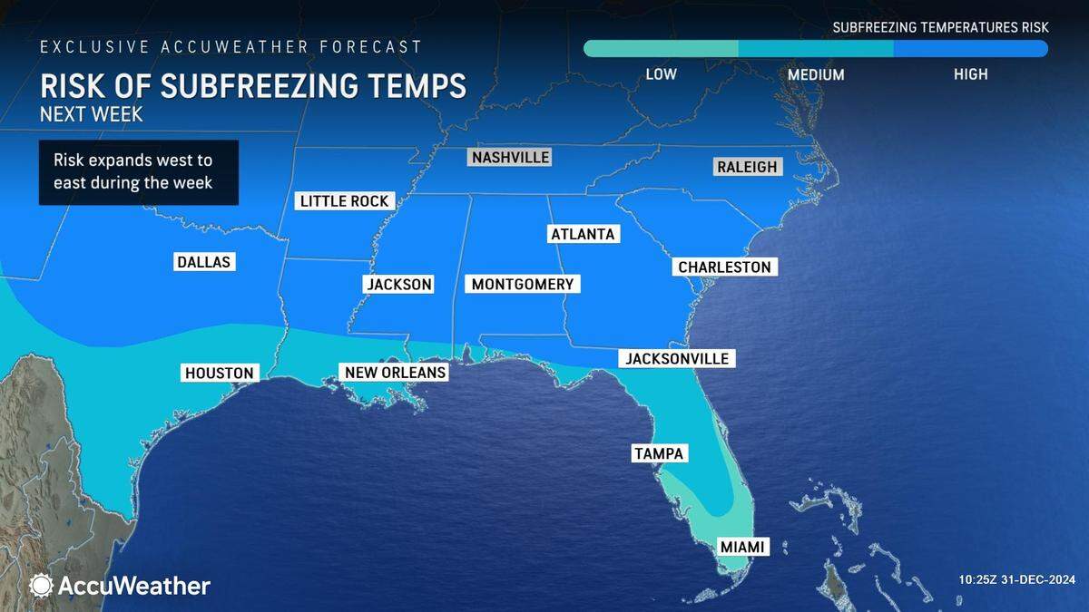 AccuWeather temperatures for Jan. 8-10, 2025.