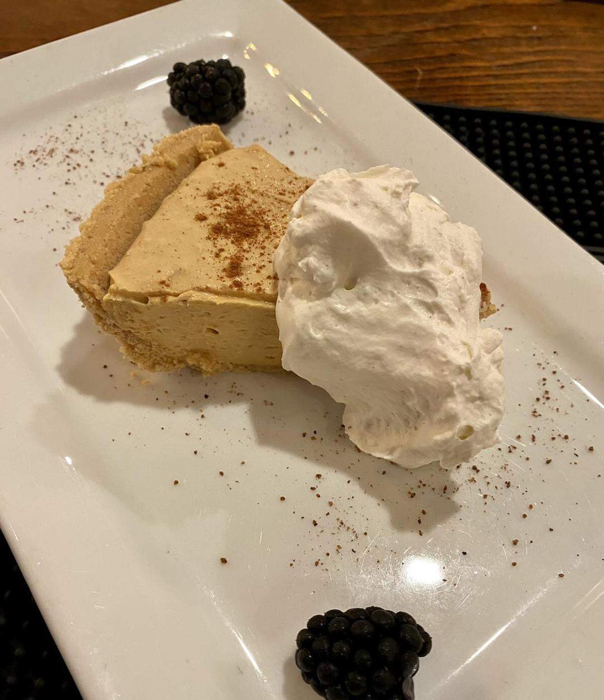 Sweet potato pie topped with housemade whipped cream at The Cotton Ranch in downtown Macon