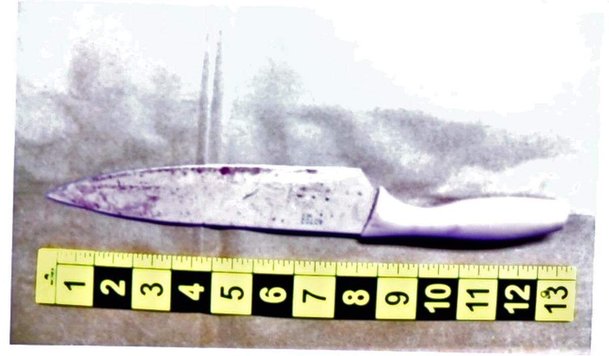A photograph of a Cuisinart knife that prosecutors showed to jurors this week at the murder trial of Brandi Nicole Dixon, accused in the July 2018 stabbing death of Ebony Monique Smith.