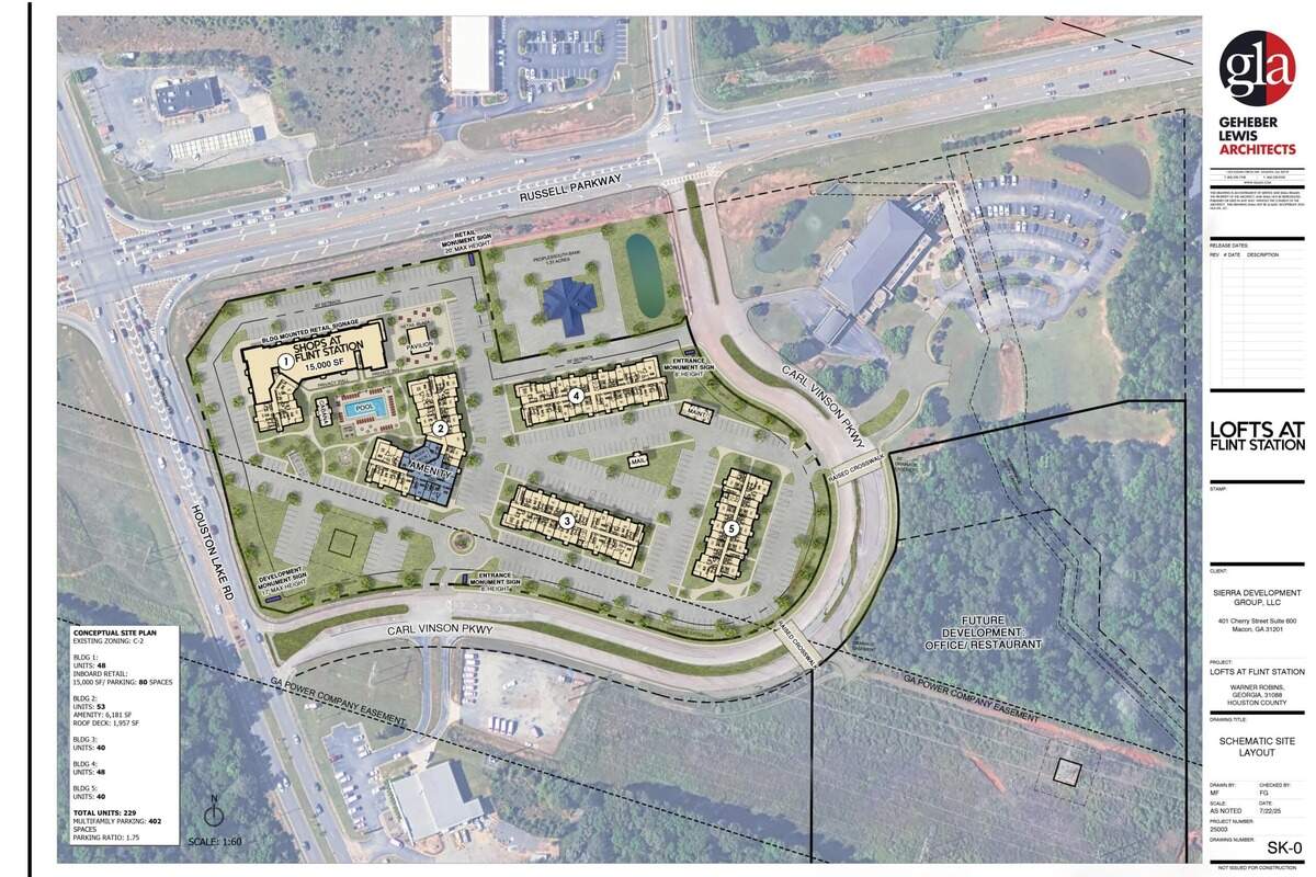 Map of the Lofts at Flint Station under development in Warner Robins.