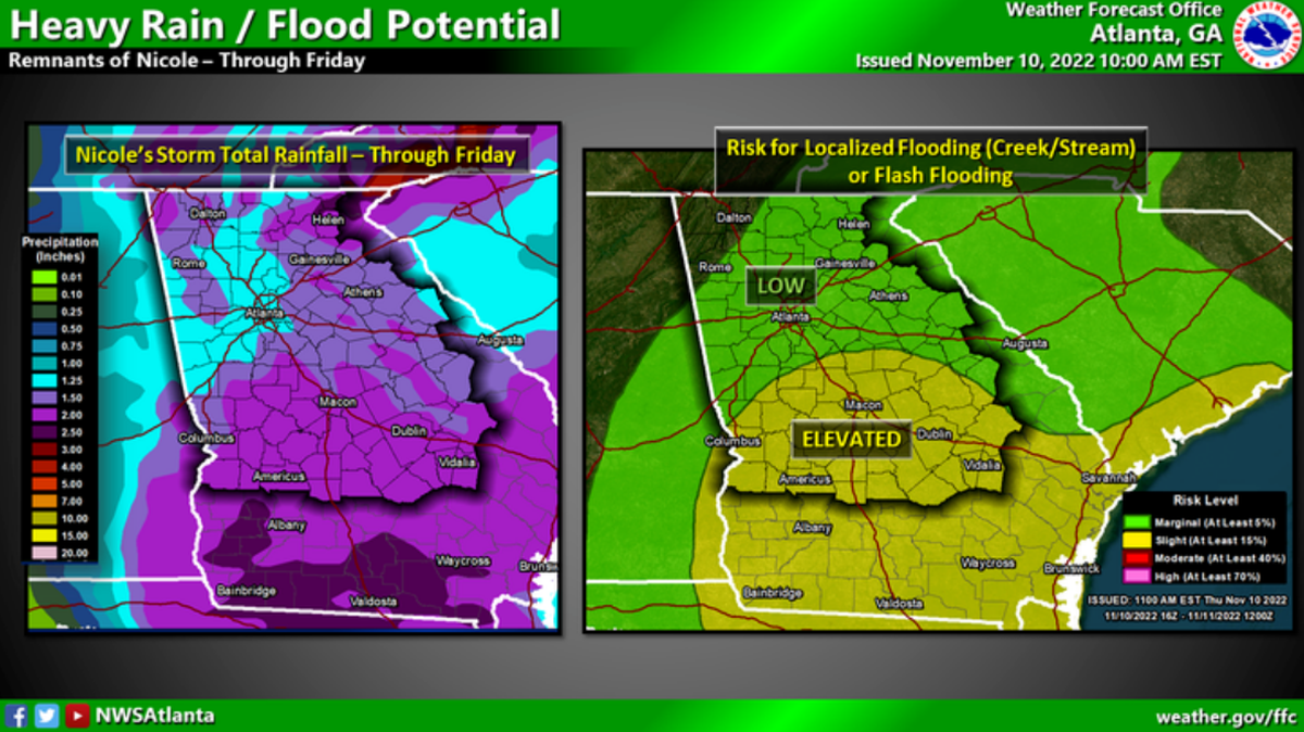 Some of the Peach state is at an elevated risk for flash flooding.