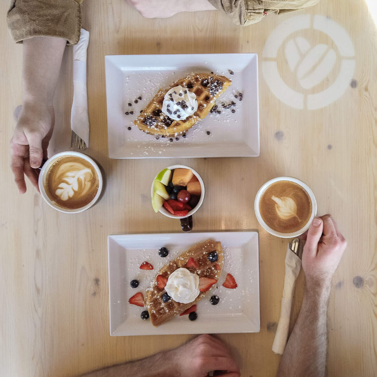 Traditional waffles from Just Love Coffee Cafe.