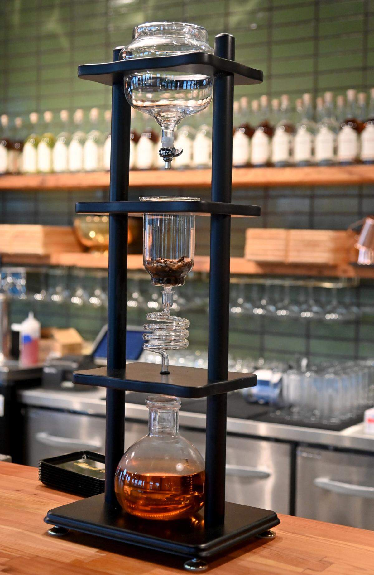 Vodka is infused with tea on the bar at Longleaf Distillery at 664 Second St. in downtown Macon.