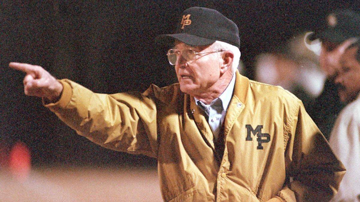 Legendary Mary Persons High School football coach Dan Pitts, pictured here in a Telgraph file photo, died Tuesday. Pitts, who coached for 39 seasons, retired with the most victories in Georgia high school history. He was inducted into the Georgia Sports Hall of Fame in 1995.