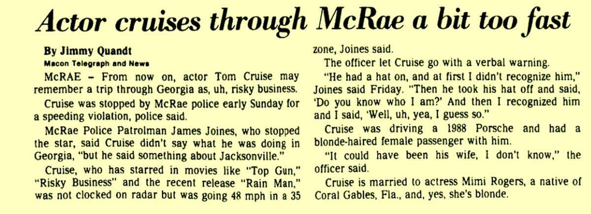 A Telegraph clipping from January 1989.