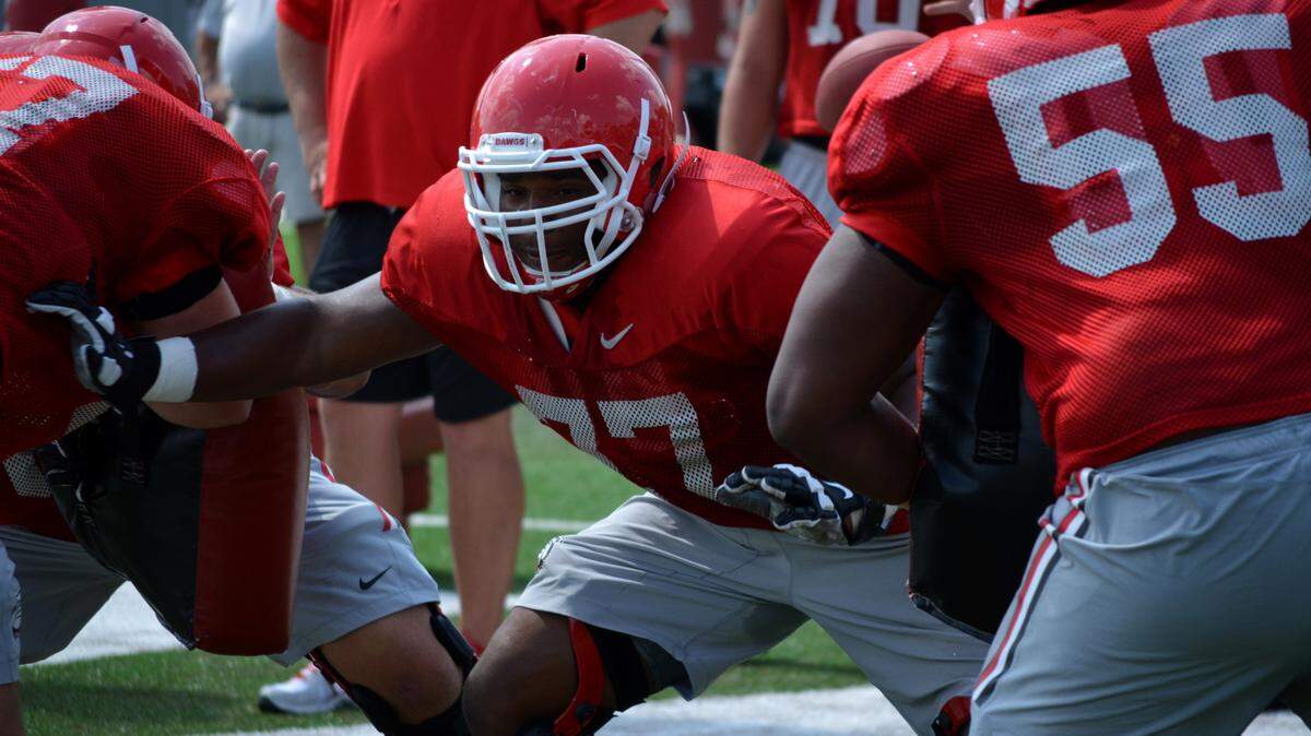 Offensive lineman Isaiah Wynn made his first collegiate start at left tackle for Georgia last Saturday against Kentucky.