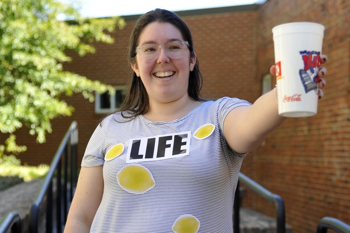 Lauren Gorla, the interim senior editor with The Macon Telegraph, models a halloween costume called “When life gives you lemons.”