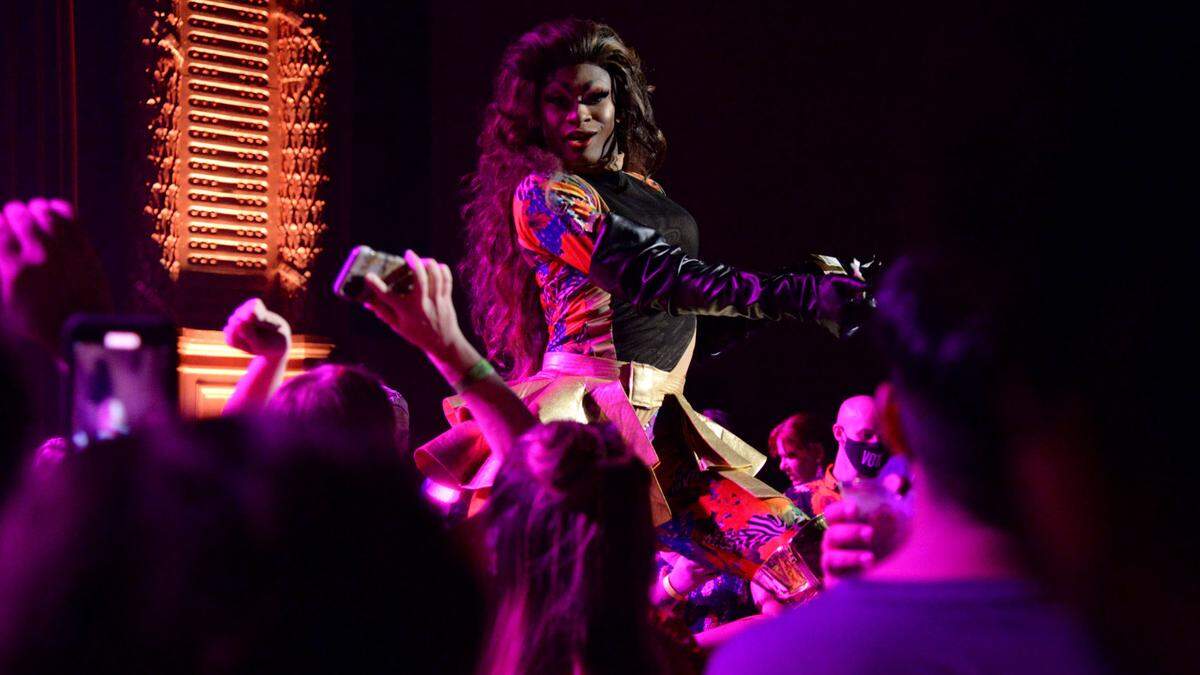 Coco Iman Starr performs at the Hargray Capitol Theatre on Friday for Macon Pride’s House Party event featuring the well-known drag queen Lala Ri.
