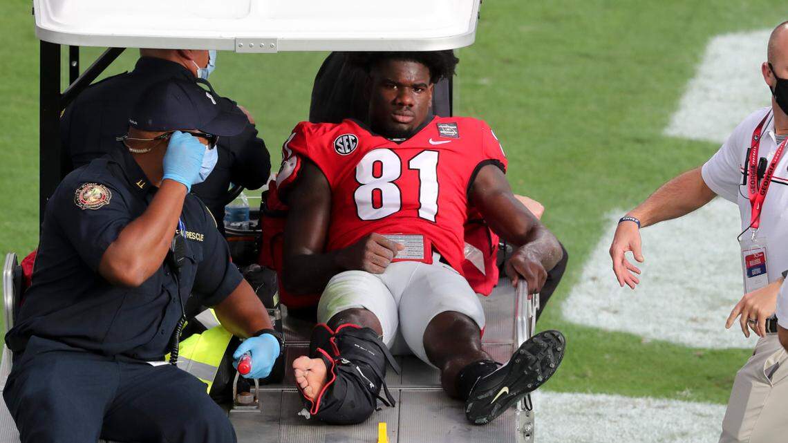 Georgia receiver Rosemy-Jacksaint to miss season after gruesome ankle injury