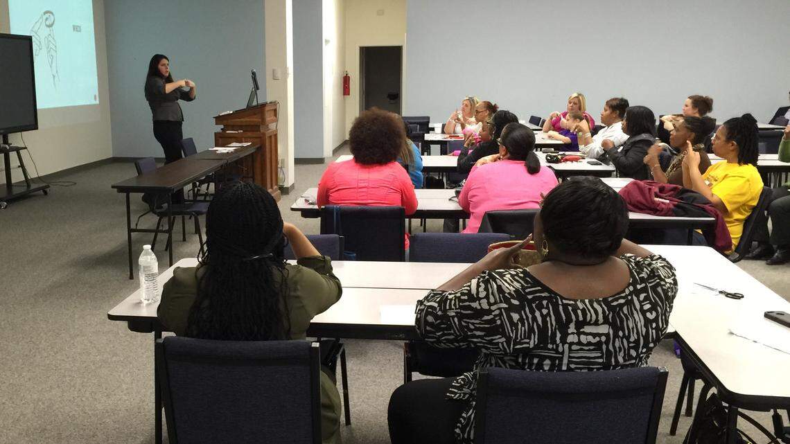 People learn sign language during the Bibb County school district's free class series in 2017. This year's classes start Thursday.