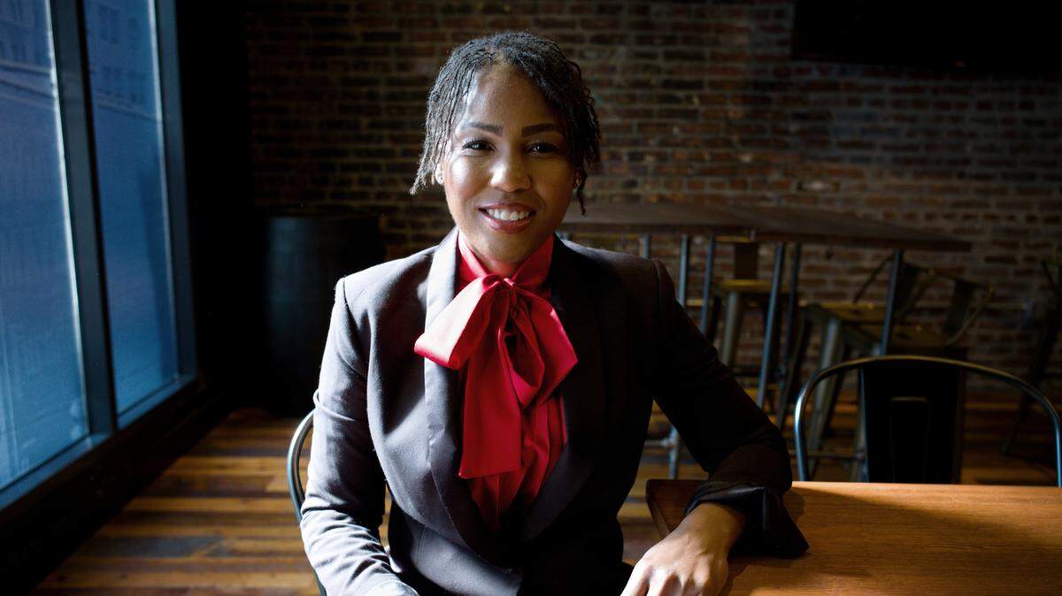 Mandy Hazelton is featured on Evan Williams bourbon bottle and honored as an American-Made Hero.