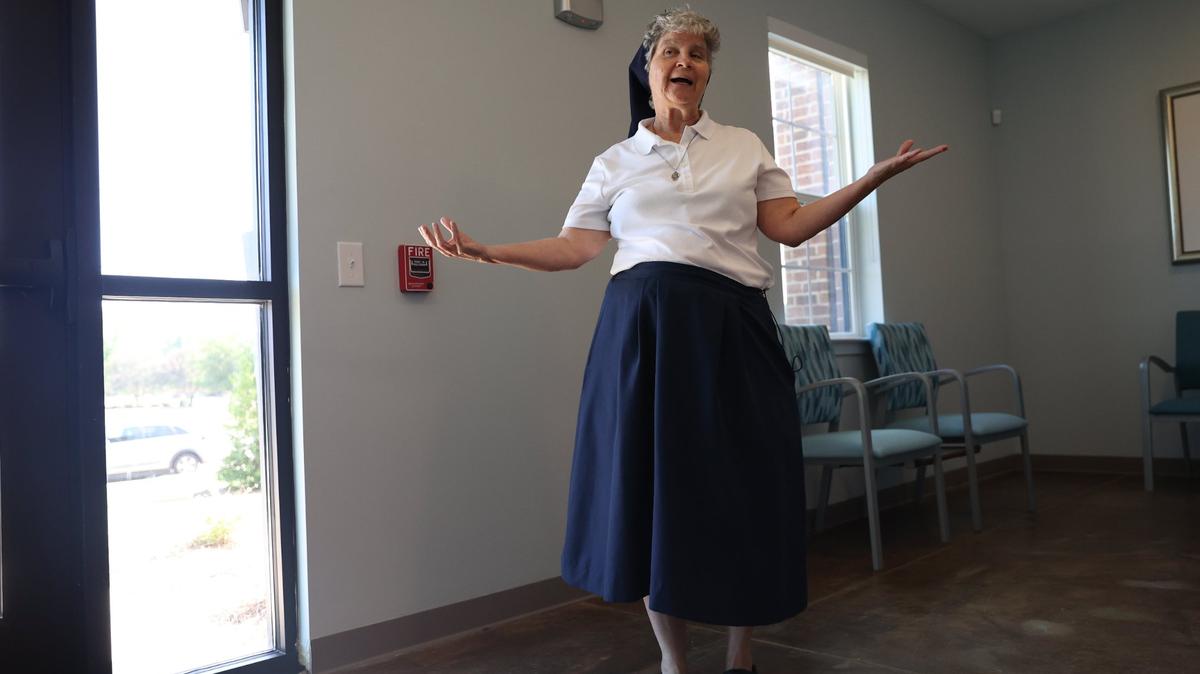 Depaul USA Macon director Sister Theresa Sullivan gives a tour of the new Sheridan Health Center on Tuesday, Sept. 12, 2024, in Macon, Georgia. The newly opened medical center is operated by Depaul USA and offers 12 beds to recuperate after a hospital stay to those who may not otherwise have a place to recover.