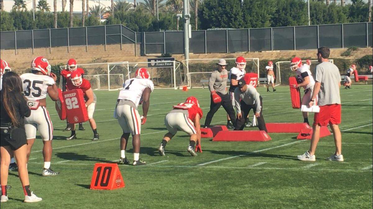 Georgia running back Sony Michel gets ready for a rep during Thursday's practice.