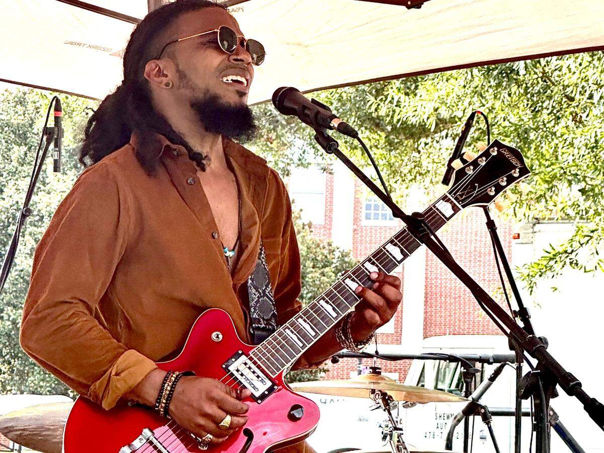 Angel “Cash” Ocasio Jr. at a 2023 concert for A Friend in Me, the mental health action and awareness organization. His band, Cash’s Juke Joint, will headline downtown Perry’s annual New Year’s Eve Buzzard Drop on Sunday.