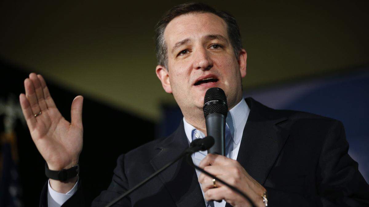 Republican presidential candidate, Sen. Ted Cruz, R-Texas, speaks during a caucus night rally Tuesday in Las Vegas.