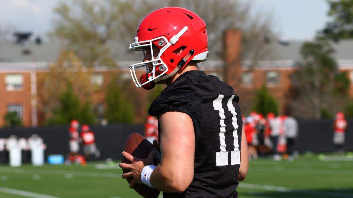Jake Fromm during a Georgia spring practice.