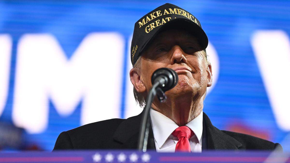 Donald Trump speaks at a 2024 “Make America Great Again” rally in Macon, Georgia.