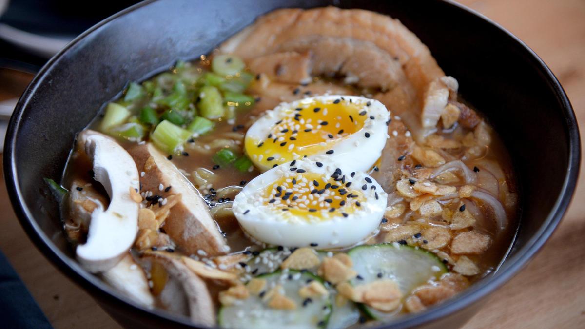 The Spicy Tonkotsu ramen at Kinjo Kitchen + Cocktails in Macon.
