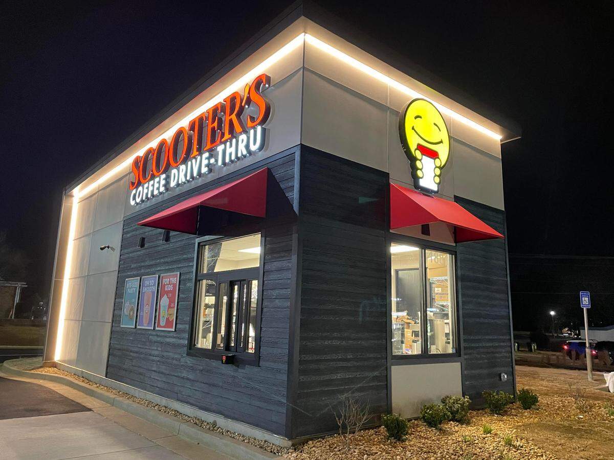 The new Scooter’s Coffee at 1881 Watson Blvd. will open early mornings at 4:30 a.m. Monday through Saturday and at 5 a.m. Sunday. The opening date is Monday, President’s Day.