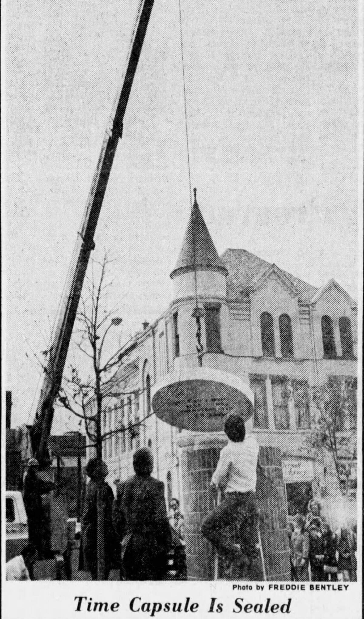 The Macon bicentennial committee sealed its time capsule on Friday, Dec. 10, 1976, on Mulberry Street in Macon, Georgia.