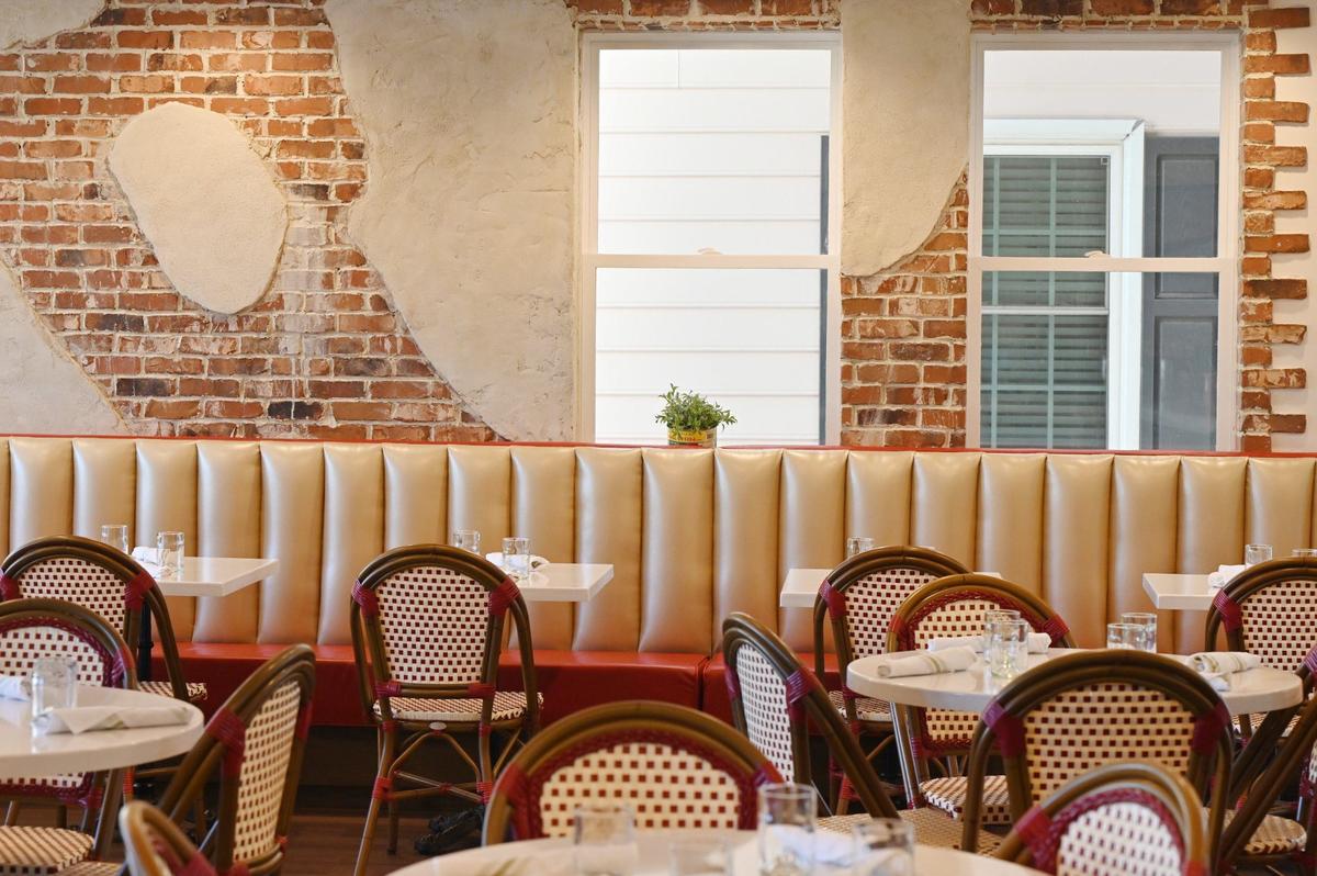 Indoor seating at Trattoria di Napoli on Wednesday, Aug. 7, 2024, in downtown Perry, Georgia. Proprietor John Staurulakis has worked in the restaurant industry for most of his life, but soon will open Trattoria di Napoli as his first restaurant.