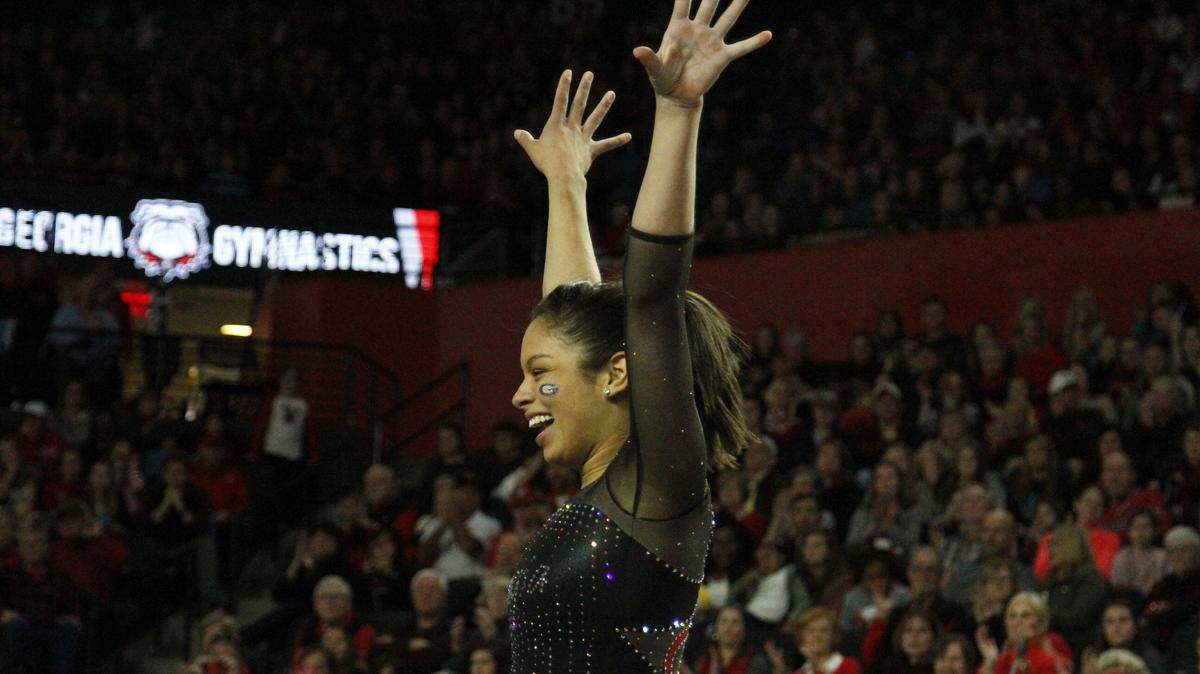 Gymnast Sabrina Vega during Georgia's meet against Oklahoma.