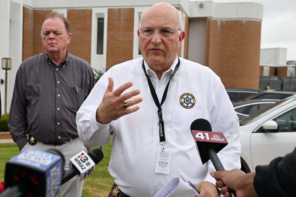 Bibb County Sheriff David Davis speaks to media outside of the Bibb County Law Enforcement Center on Wednesday, June 4, 2025, in Macon, Georgia. Davis shared details of an altercation at the Bibb County Jail that occurred Wednesday afternoon that left one inmate dead and four injured.