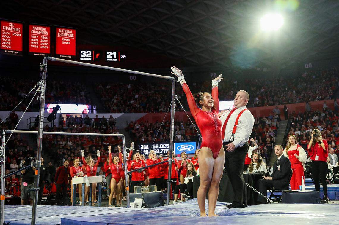 Georgia gymnast Amanda Cashman during a gymnastics meet against LSU at Stegeman Coliseum in Athens, Ga., on Friday, Jan. 10, 2020.