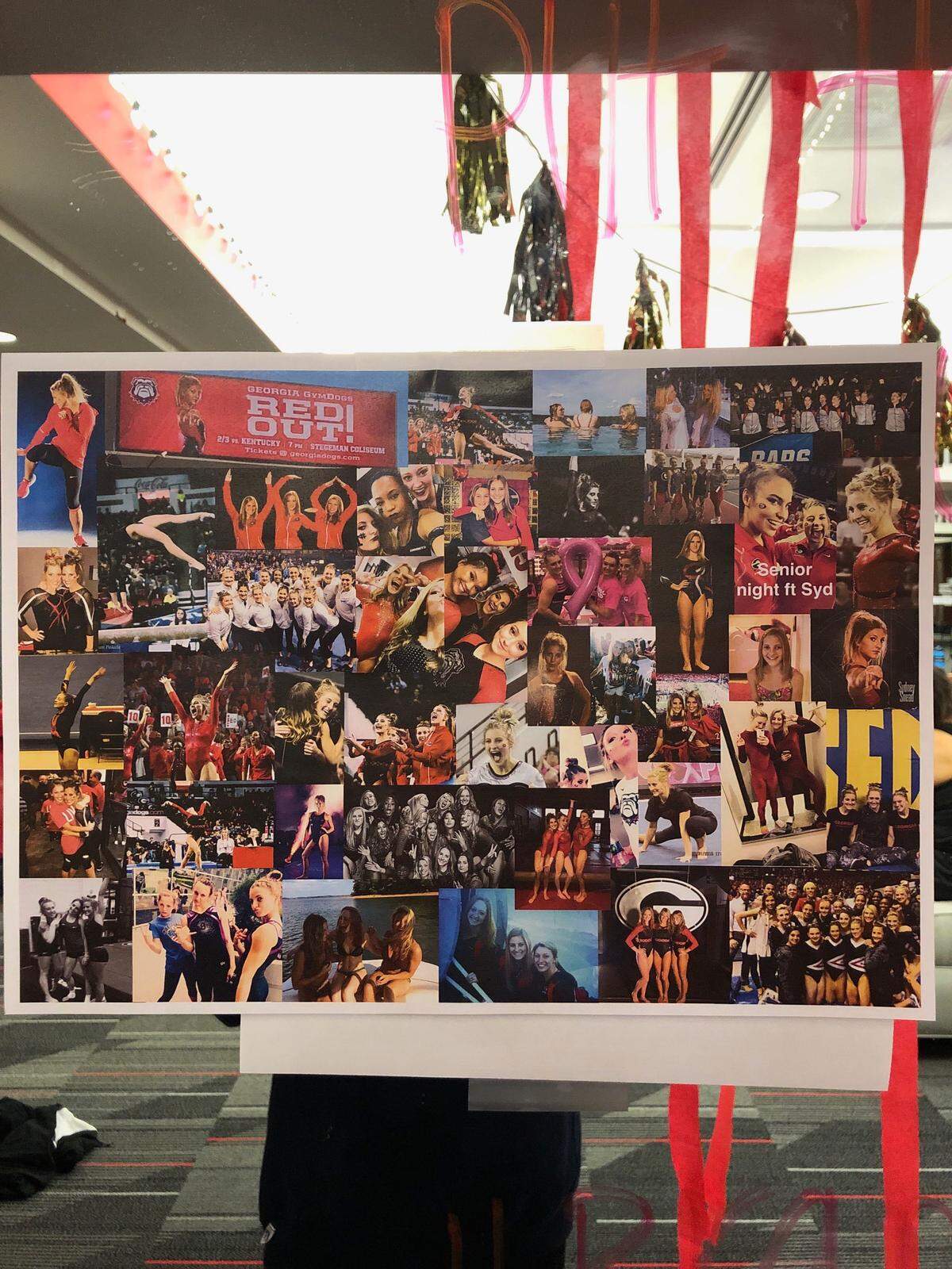 Sydney Snead’s GymDog teammates made her a poster featuring photos from Facebook as the senior wraps up her time as a gymnast.