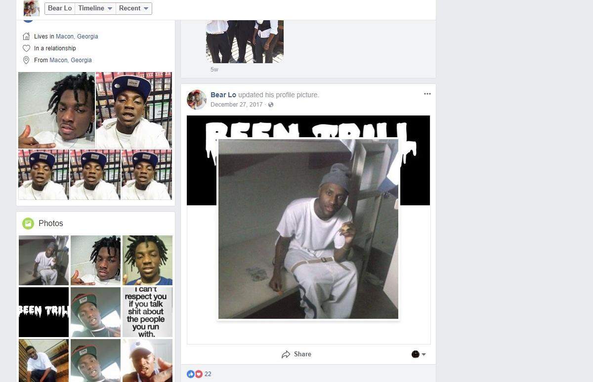 A screen shot of Steven Fort's Facebook page, containing some photos that prosecutors say were taken and posted while he was in the Bibb County jail.