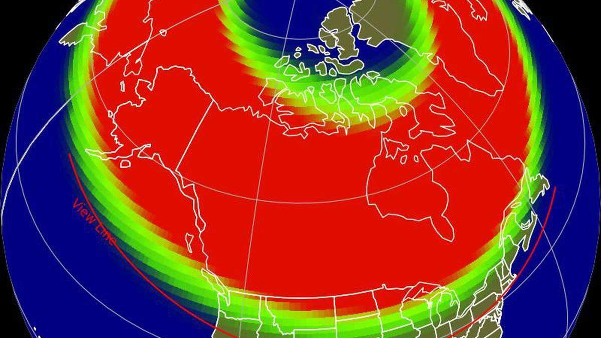 Aurora forecast for the U.S. from the severe (G4) geomagnetic storm.