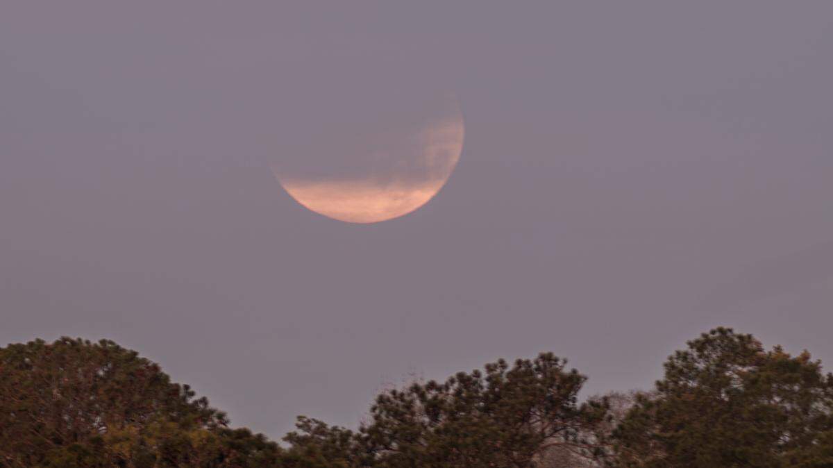 The partial lunar eclipse that took place on Jan. 31, 2018, is seen from Riverside Cemetery in Macon.