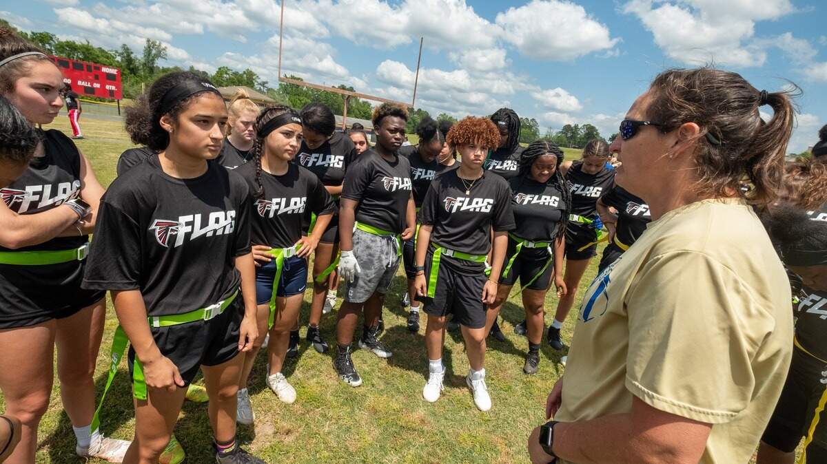 The Atlanta Falcons and NFL are funding girls’ flag football in Bibb County after holding a clinic on April 23 at Southwest High School.