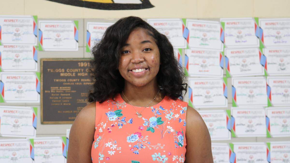 The Twiggs County Public School District celebration of their 2021 Gates Scholarship winner Aylah Brirks. The recipient giving thanks and celebrating with family, school administration and supports.