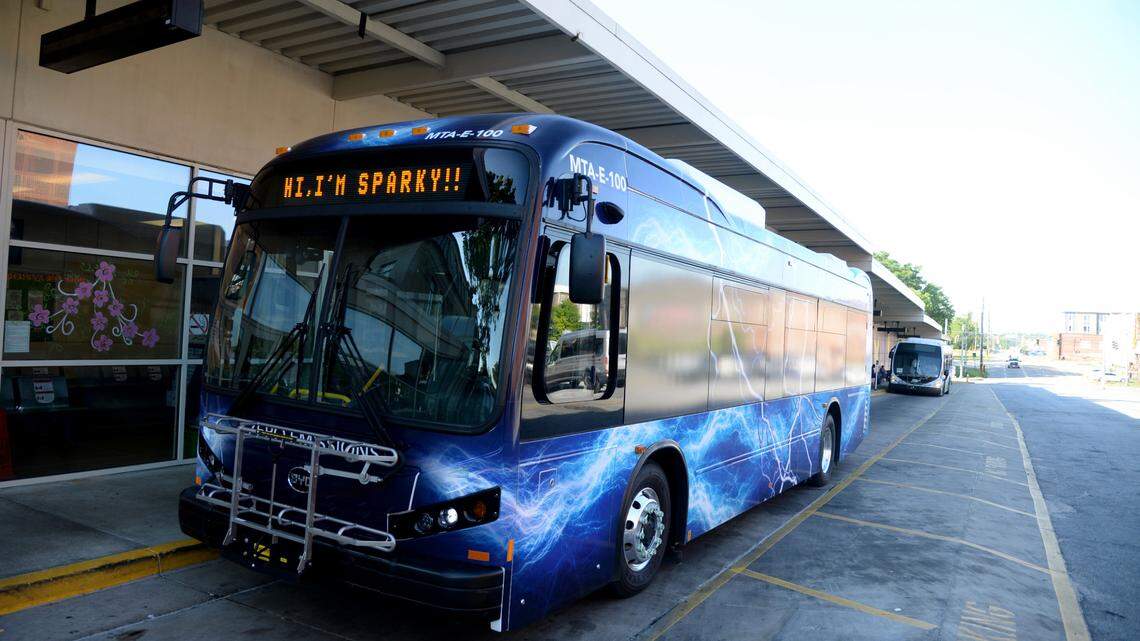 An MTA electric bus, Sparky, at the Terminal Station.