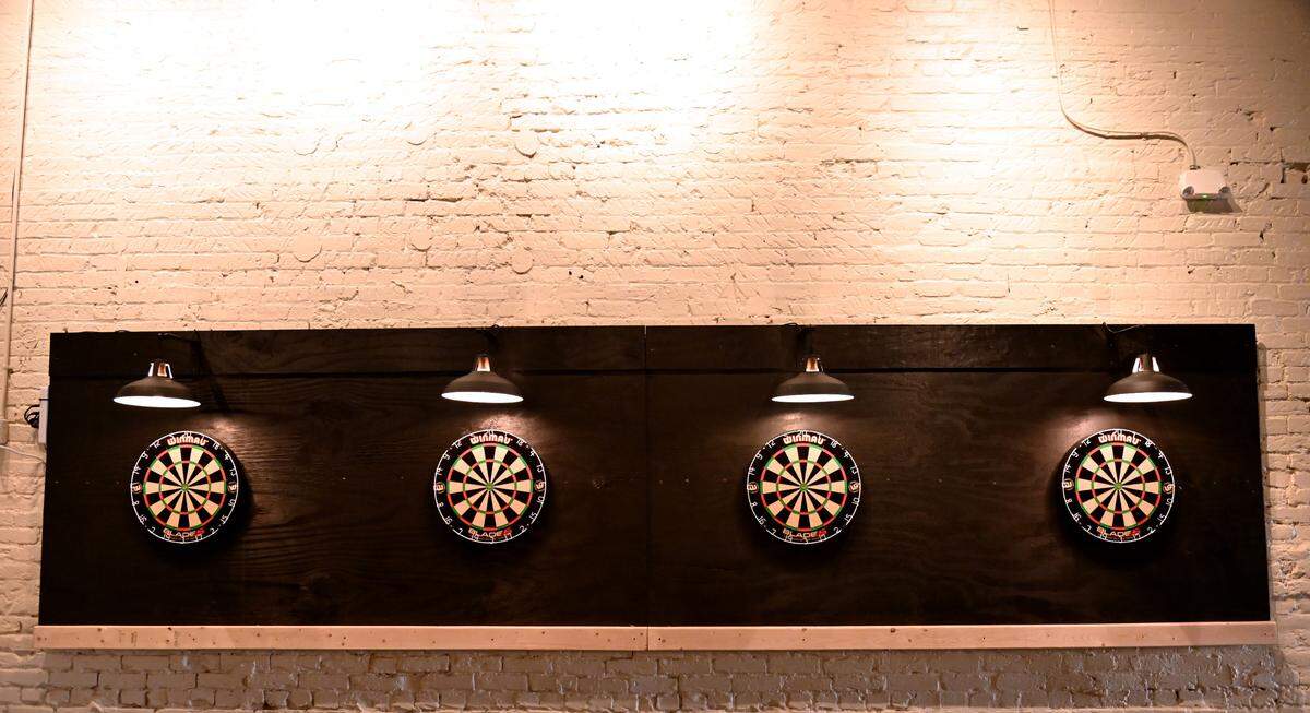 Dart boards in the back section at JBA’s new location at 425 Cherry Street in downtown Macon.