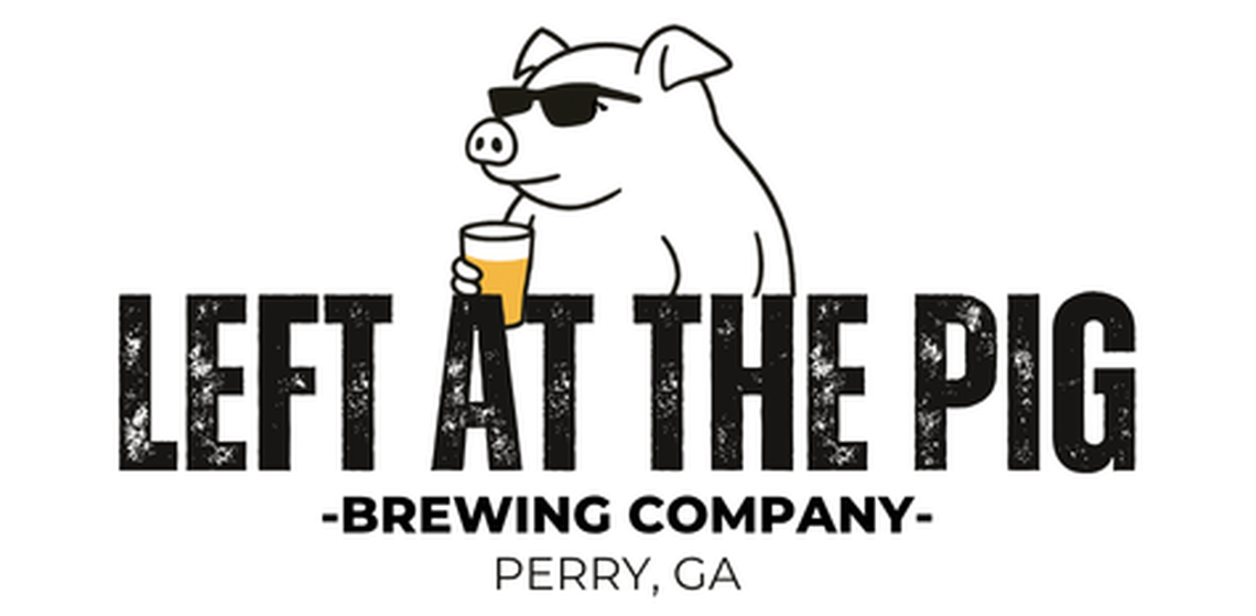 The logo of Left at the Pig Brewing under construction in historic downtown Perry.