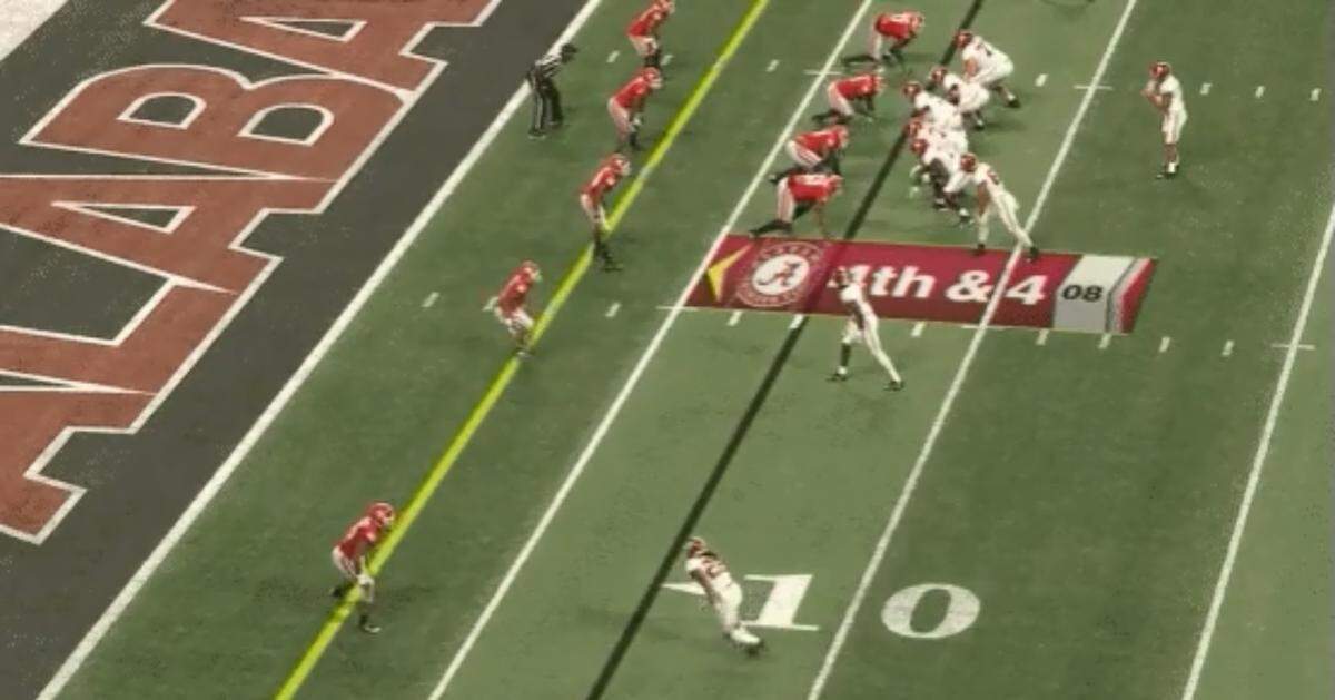 Alabama running back Najee Harris moved just before the snap on the game-tying touchdown. This was not called.